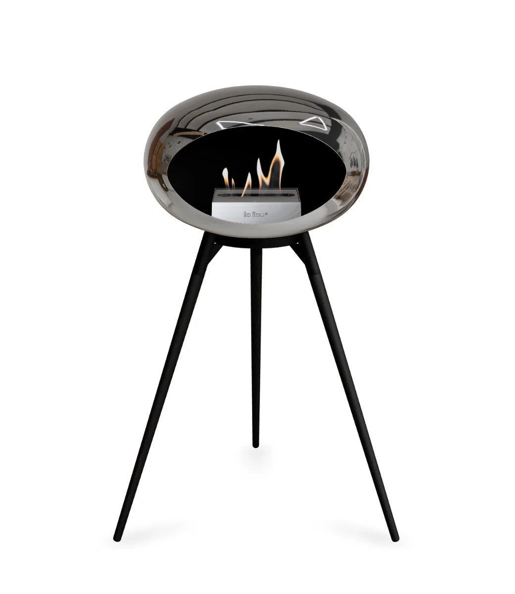 Le feu Bio ethanol haard - Chromed Silver Ground Wood High