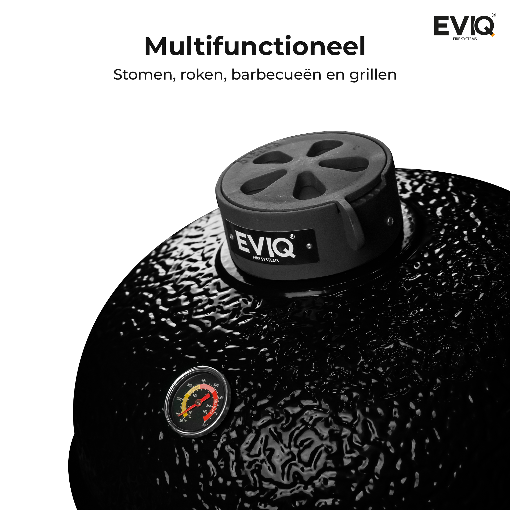 Barbecue au charbon de bois EVIQ BBQ Kamado 18" Grillmaster en céramique noire