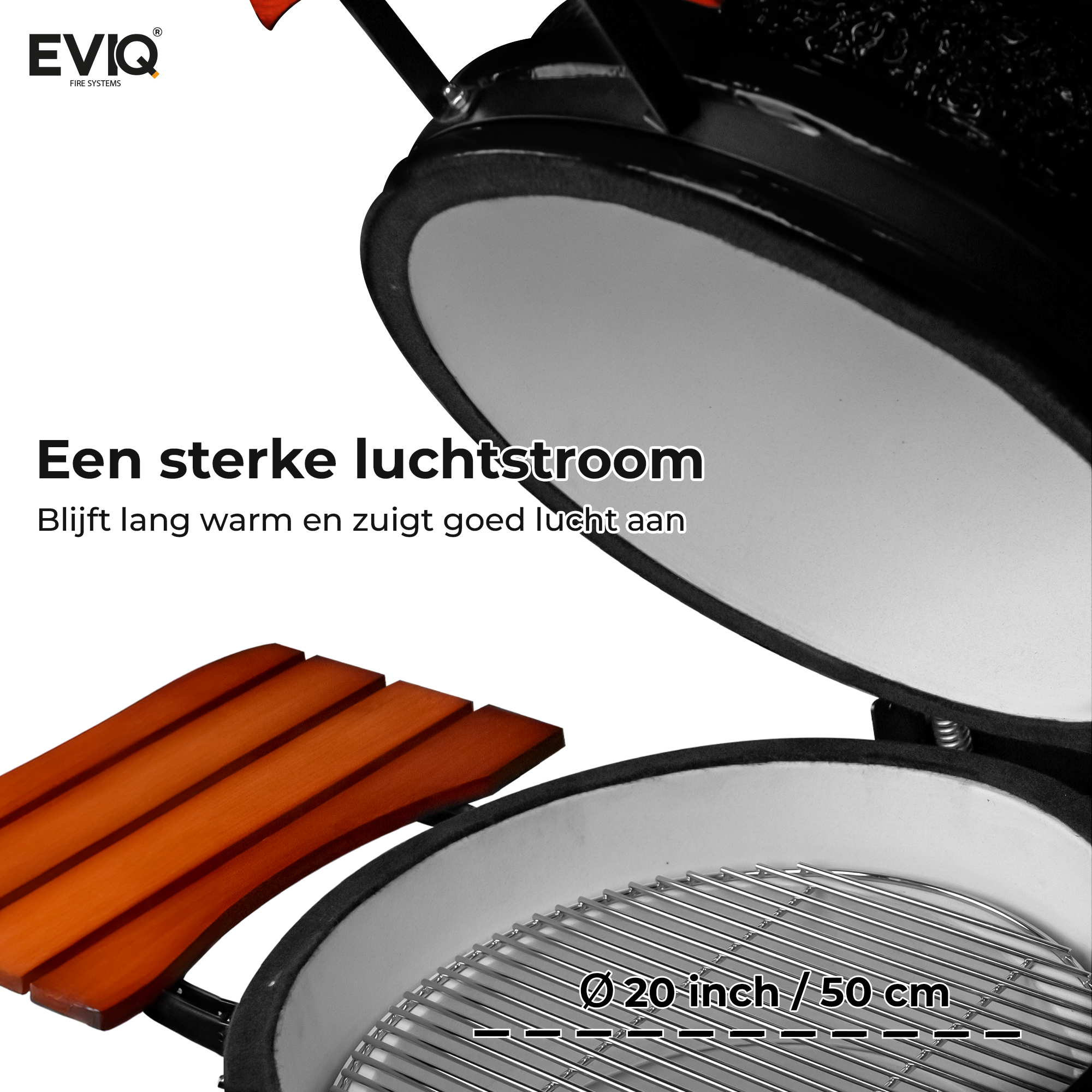 Barbecue au charbon de bois EVIQ BBQ Kamado 21" Grillmaster en céramique noire