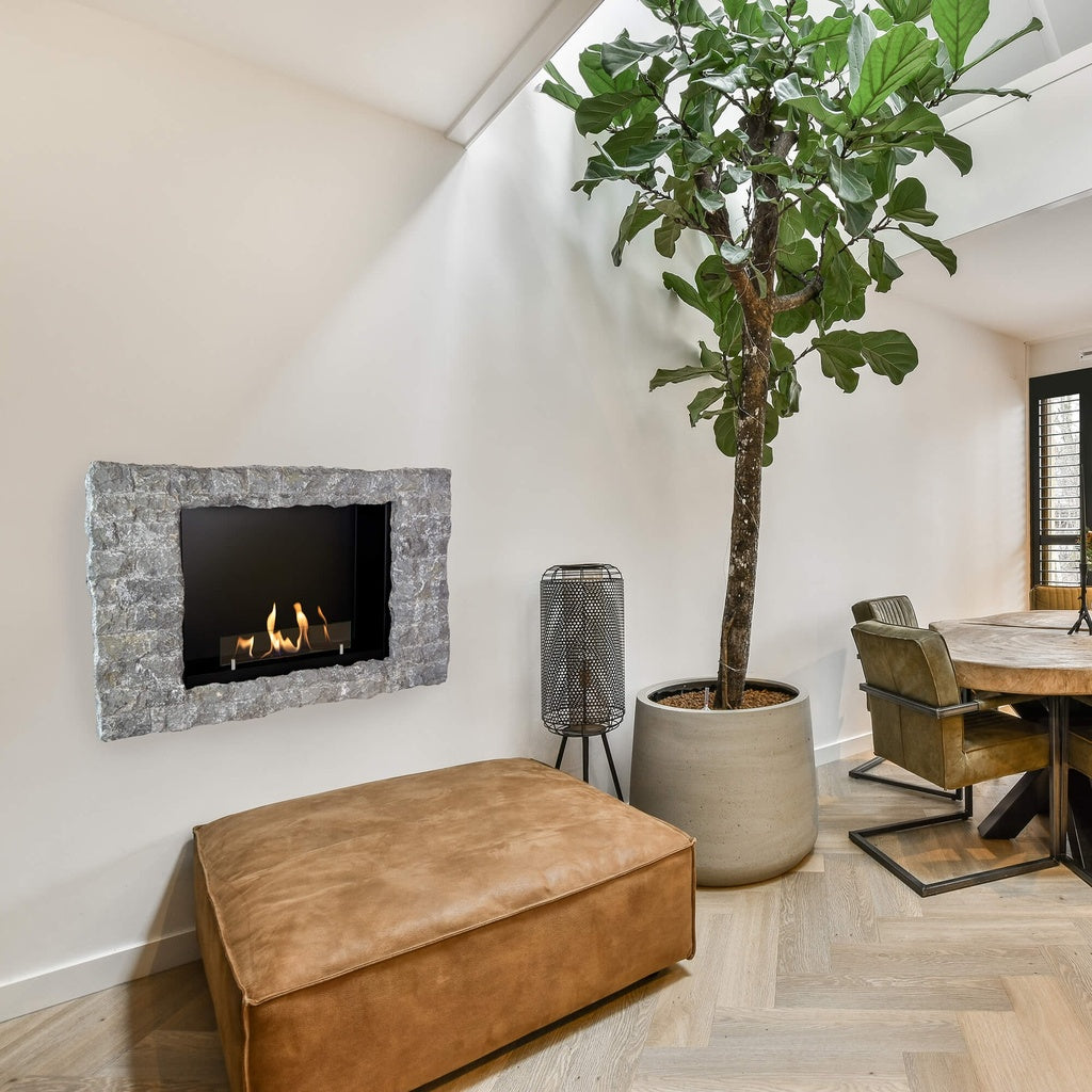 Cheminée murale bioéthanol Xaralyn Goya en pierre naturelle