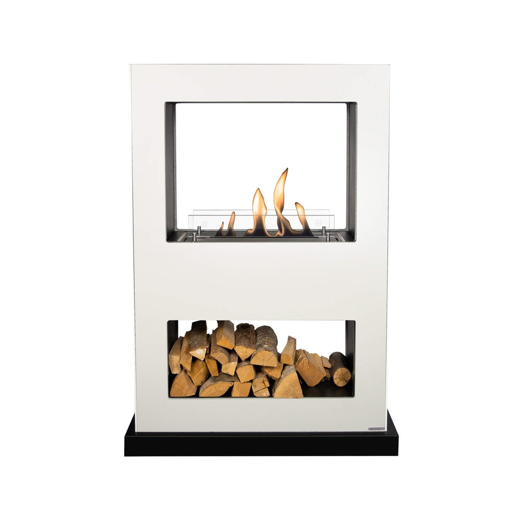Cheminée tunnel bioéthanol mobile Xaralyn Lasize - séparateur de pièce Blanc RAL9010