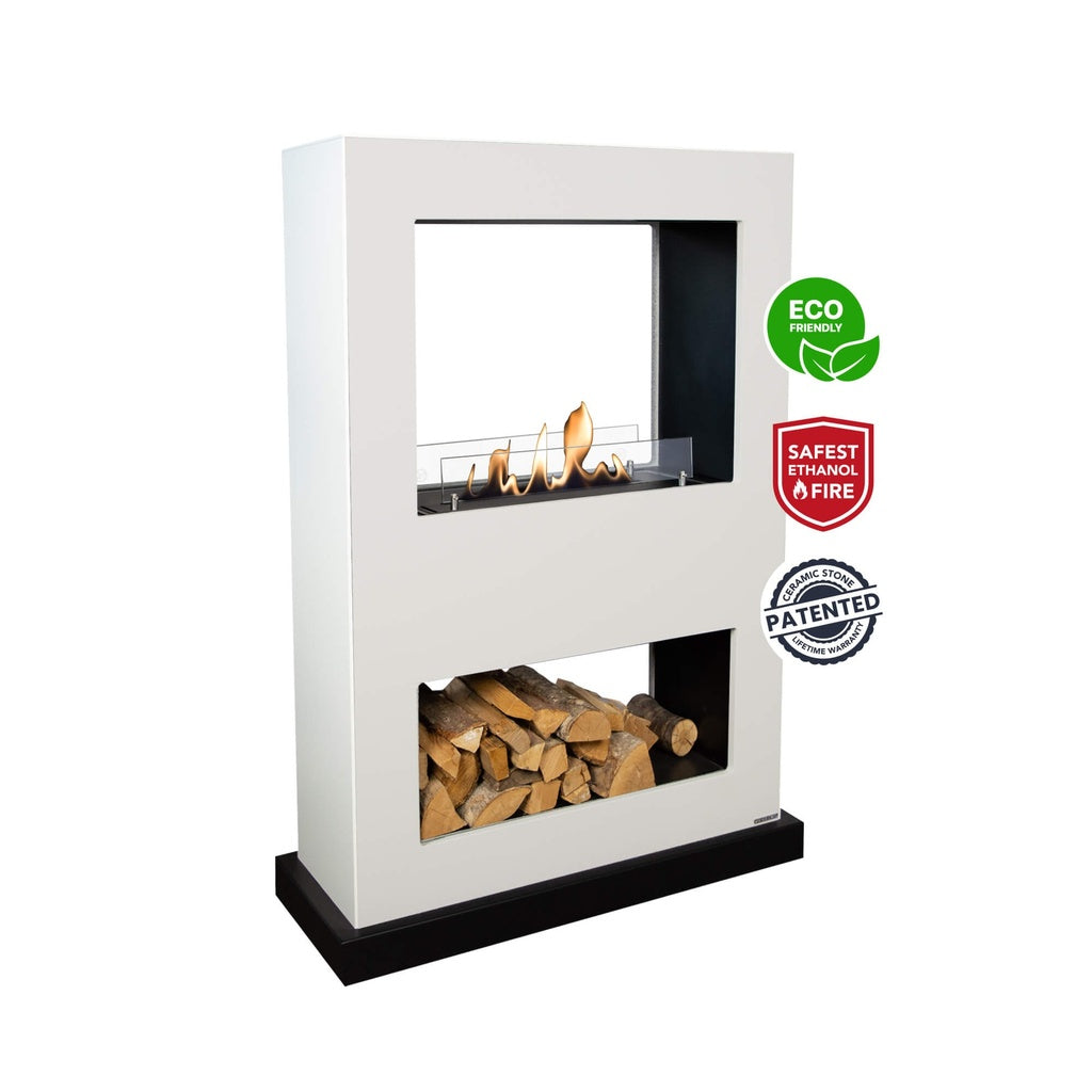 Cheminée tunnel bioéthanol mobile Xaralyn Lasize - séparateur de pièce Blanc RAL9010