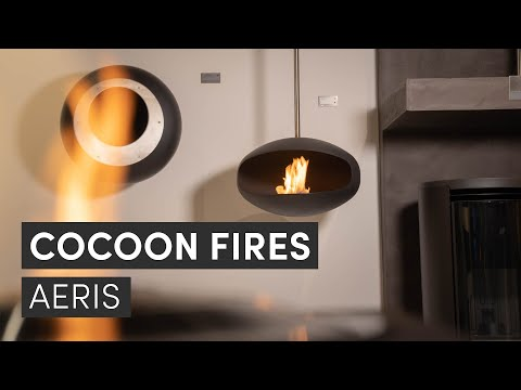 Cheminée de plafond suspendue au bioéthanol Cocoon Fires Aeris (acier inoxydable)