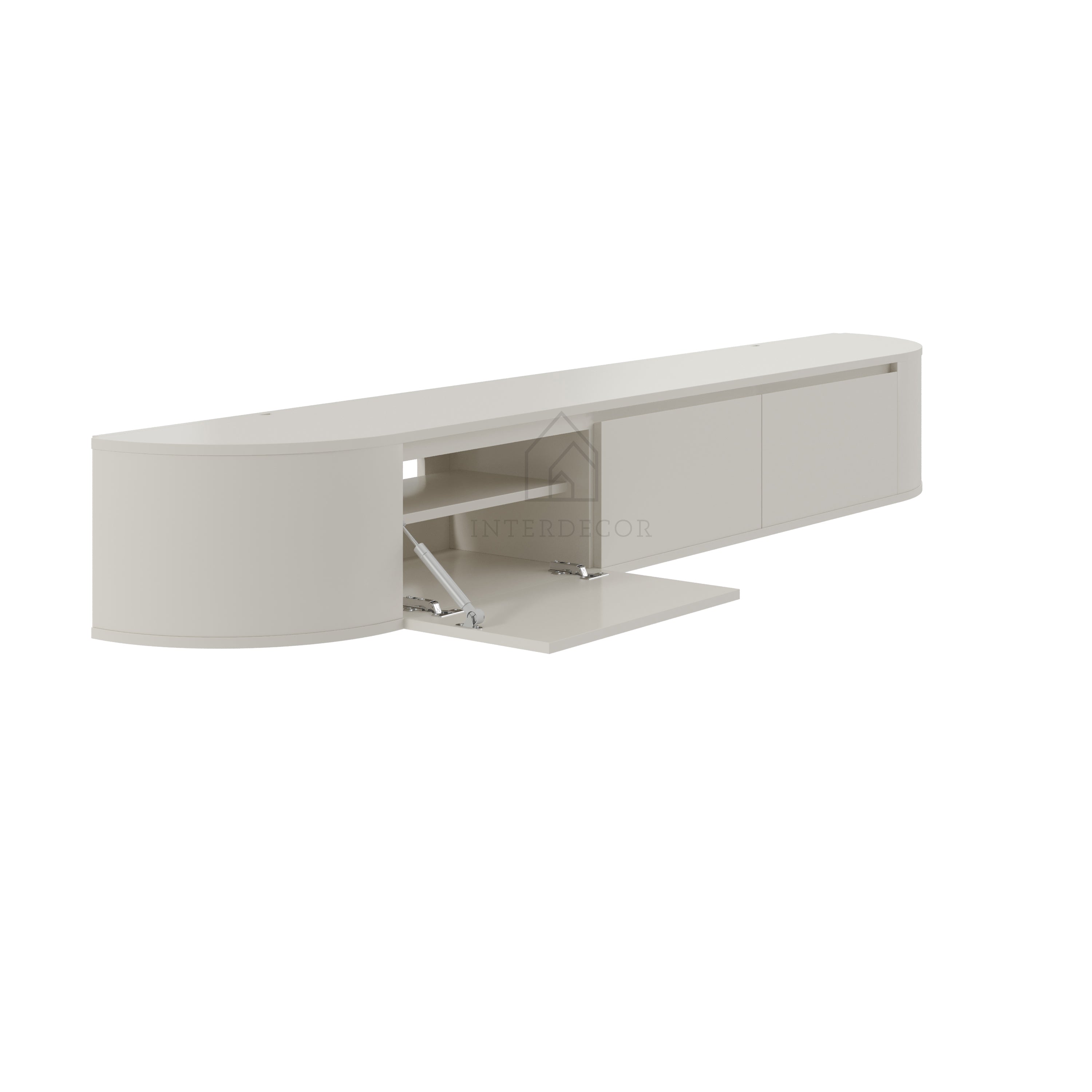 Elegance Collection Japandi Aura Curved TV Meubel zwevend beige