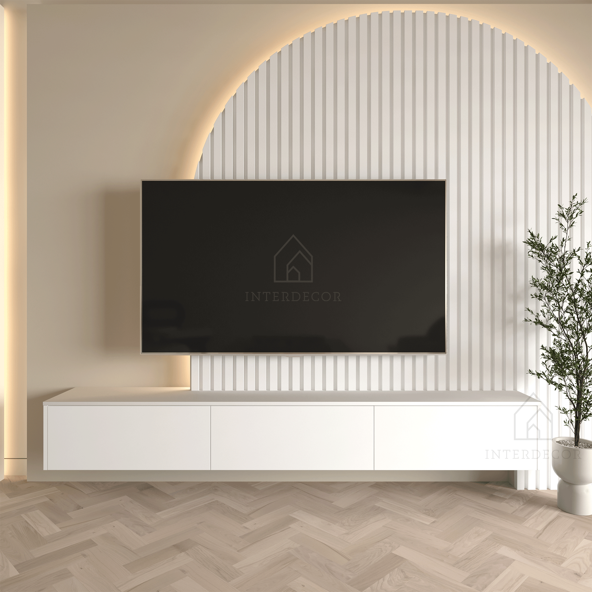 Meuble TV Madera Floating White de la collection Elegance