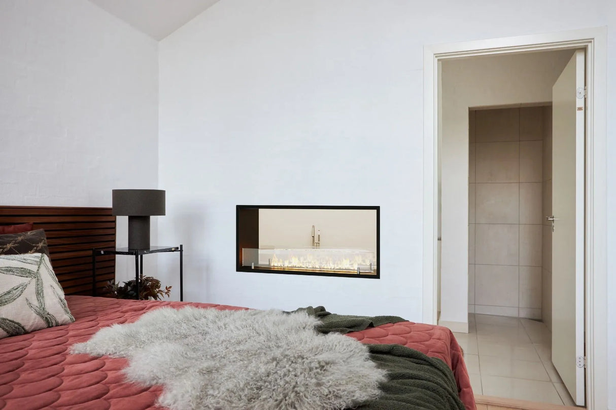 Cheminée à bioéthanol LeFeu Fires - Astucieuse - Tunnel ouvert double face 100 cm