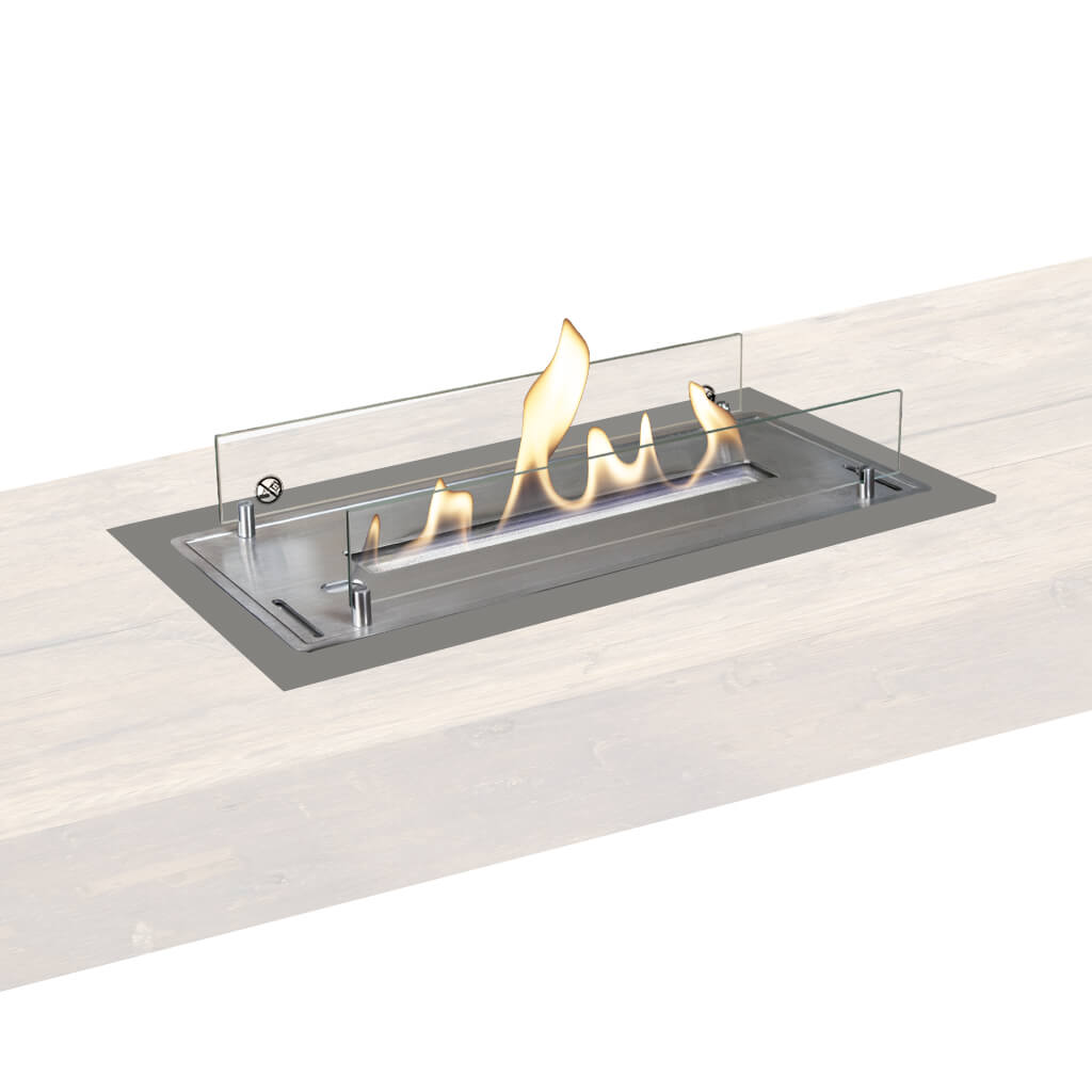 Brûleur bioéthanol Xaralyn L avec profil intégré Acier inoxydable brossé