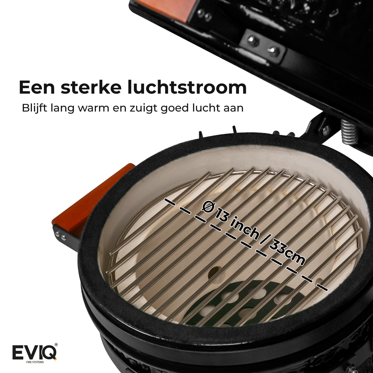 EVIQ BBQ Kamado 13" Grillmaster Houtskoolbarbecue Keramisch Zwart