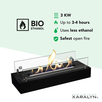 Xaralyn Bio-ethanol brander L met inbouwprofiel Zwarte poedercoating
