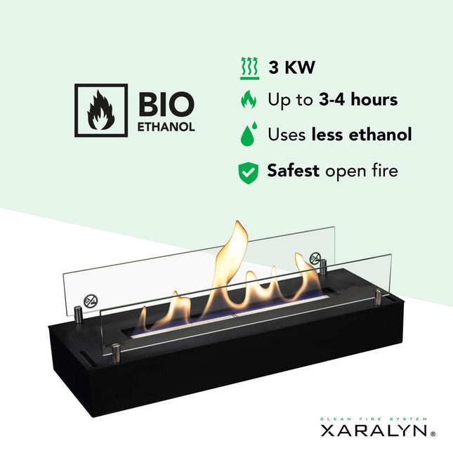 Xaralyn Bio-ethanol brander L met inbouwprofiel Zwarte poedercoating