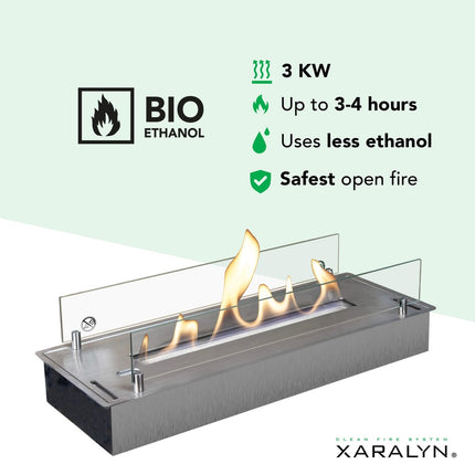 Xaralyn Bio-ethanol brander L met inbouwprofiel Geborsteld RVS