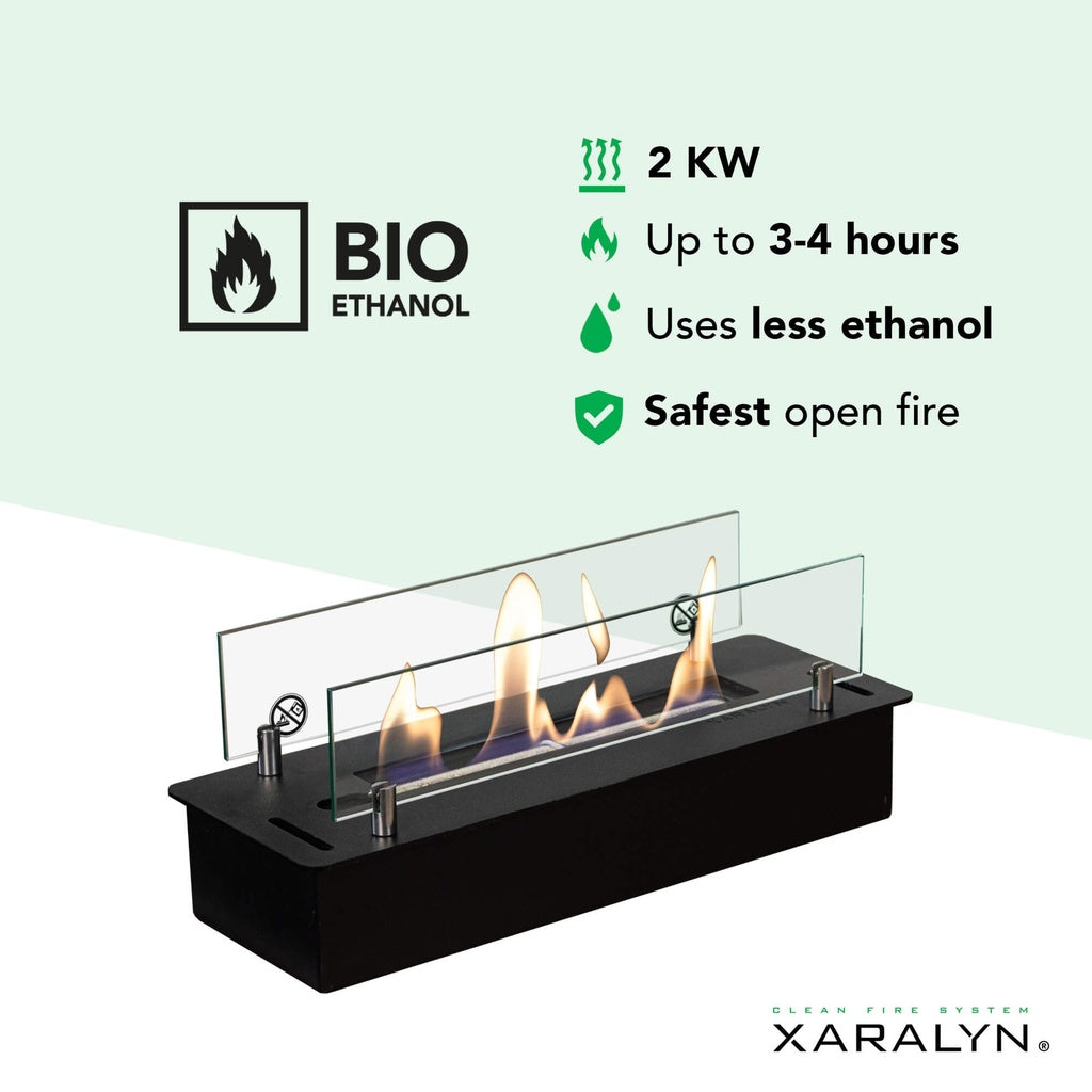 Xaralyn Bio-ethanol brander S met inbouwprofiel Zwarte poedercoating