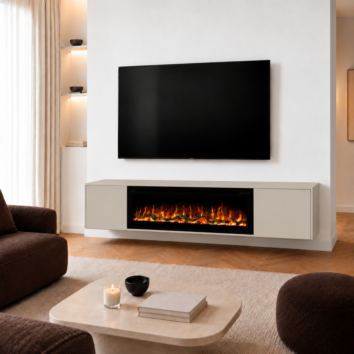 Nova haardmeubel square zwevend tv-meubel beige 240 cm