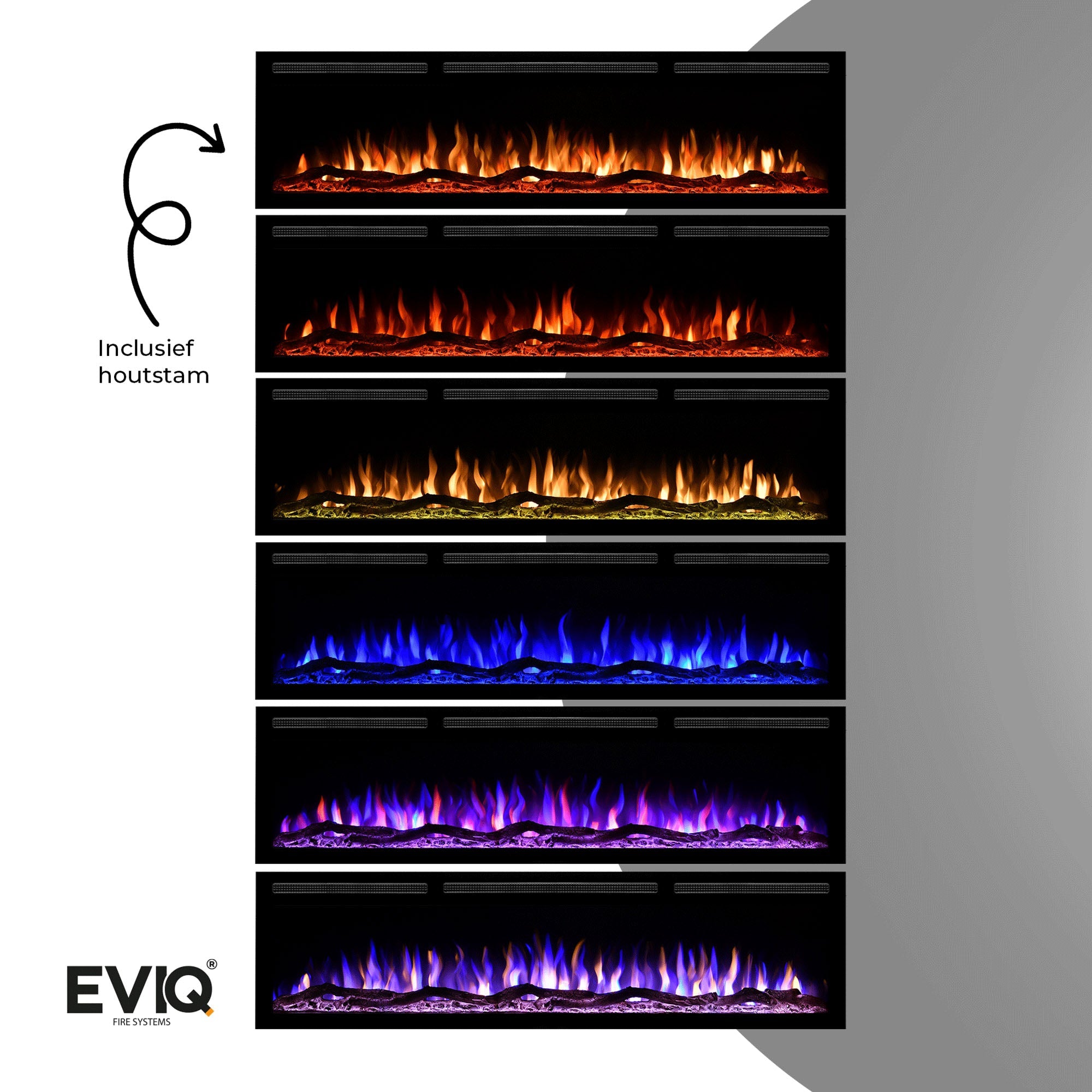 Cheminée électrique EVIQ Diamond 65″ pouces – 165 cm
