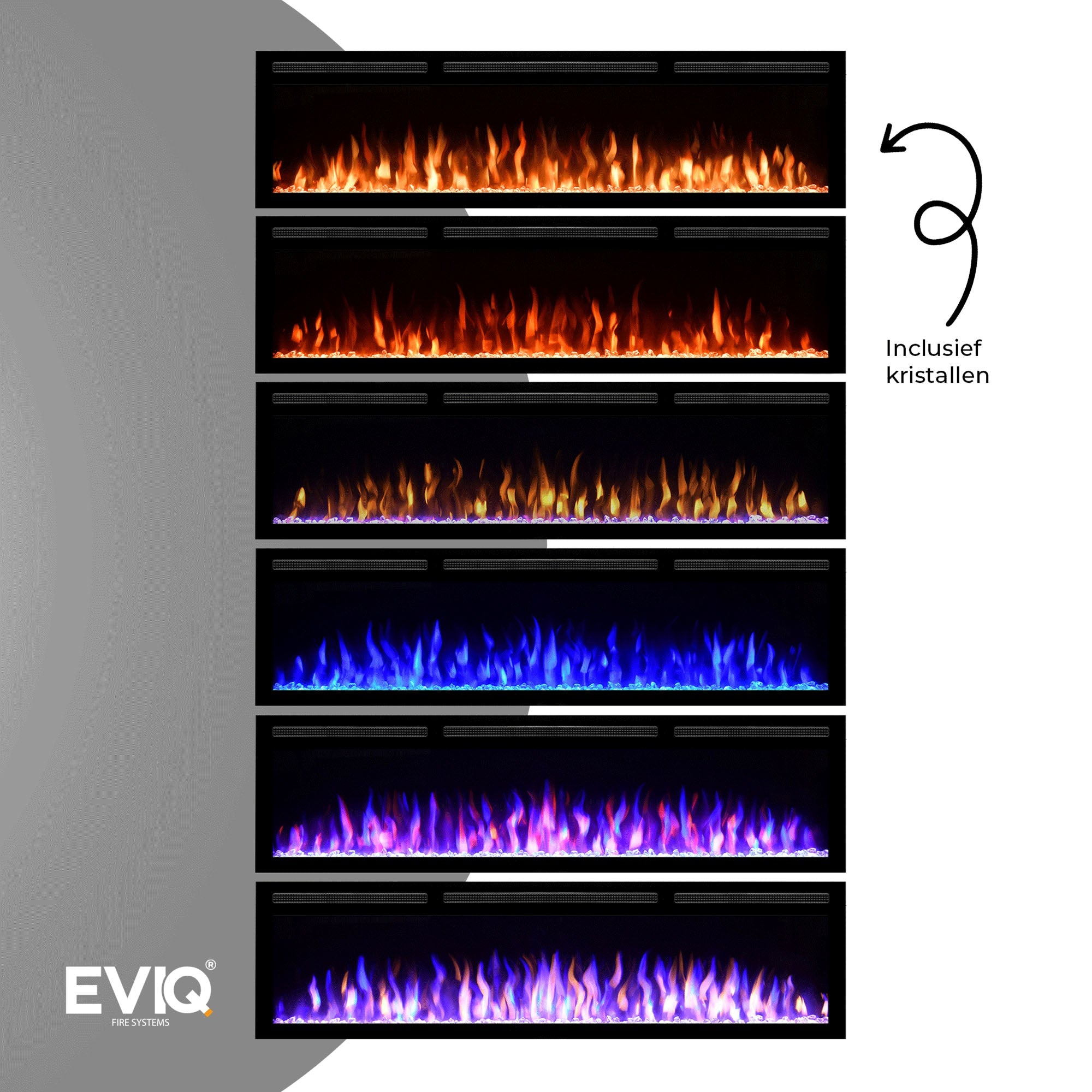 Cheminée électrique EVIQ Diamond 65″ pouces – 165 cm