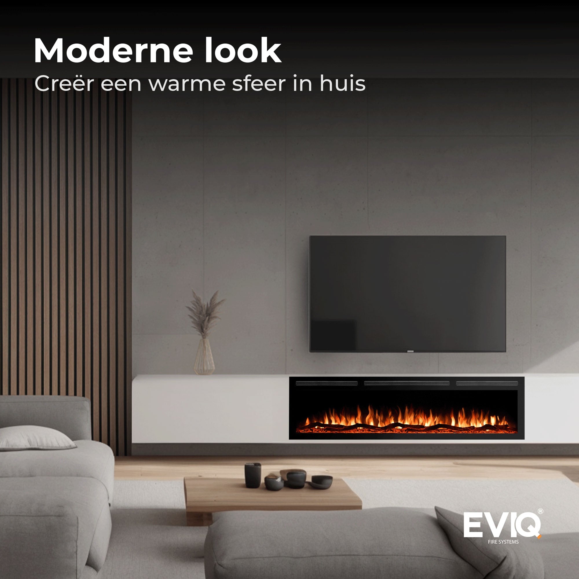 Cheminée électrique EVIQ Diamond 65″ pouces – 165 cm