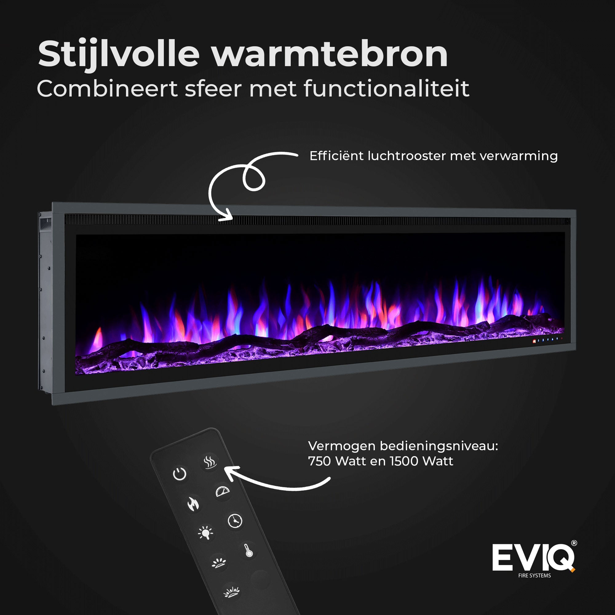 Cheminée électrique EVIQ Royal Paris 60″ pouces – 152 cm