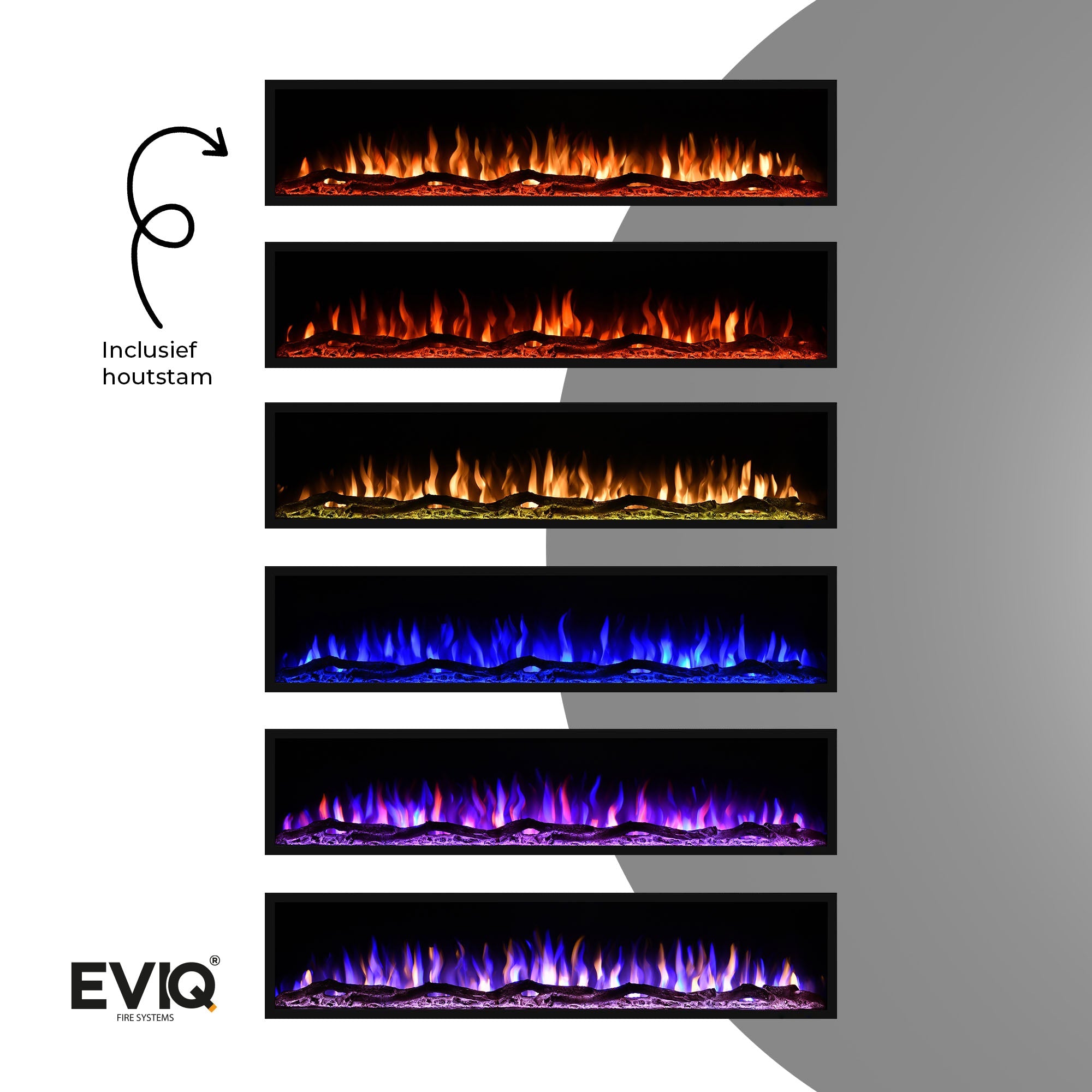 Realistisch LED-vlameffect van de EVIQ sfeerhaard Deluxe 42 inch