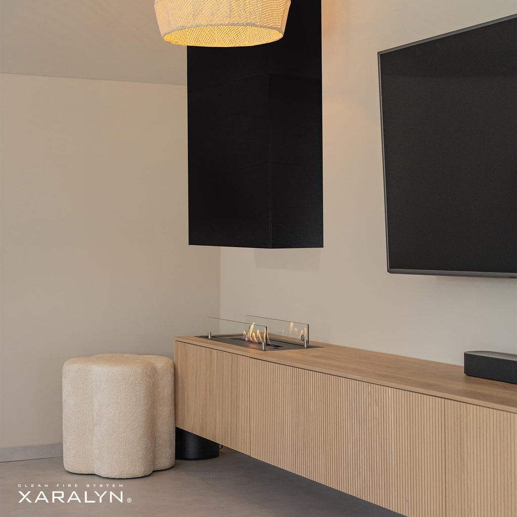 Xaralyn Jörne Meuble TV complet avec cheminée au bioéthanol