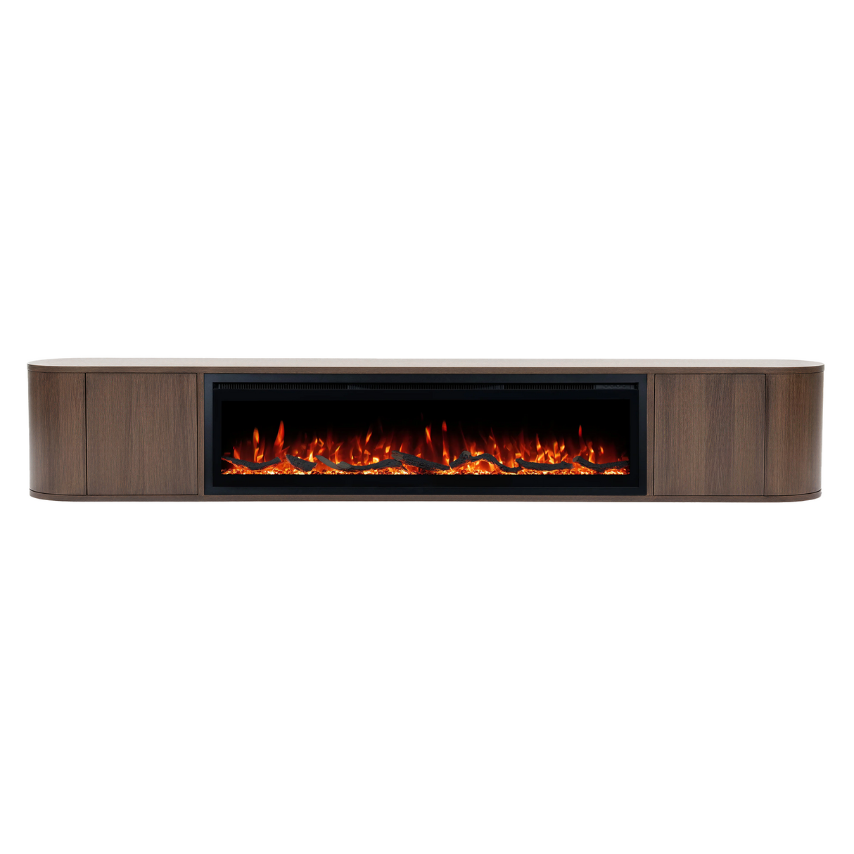 Nova haardmeubel curved zwevend walnut 272 cm