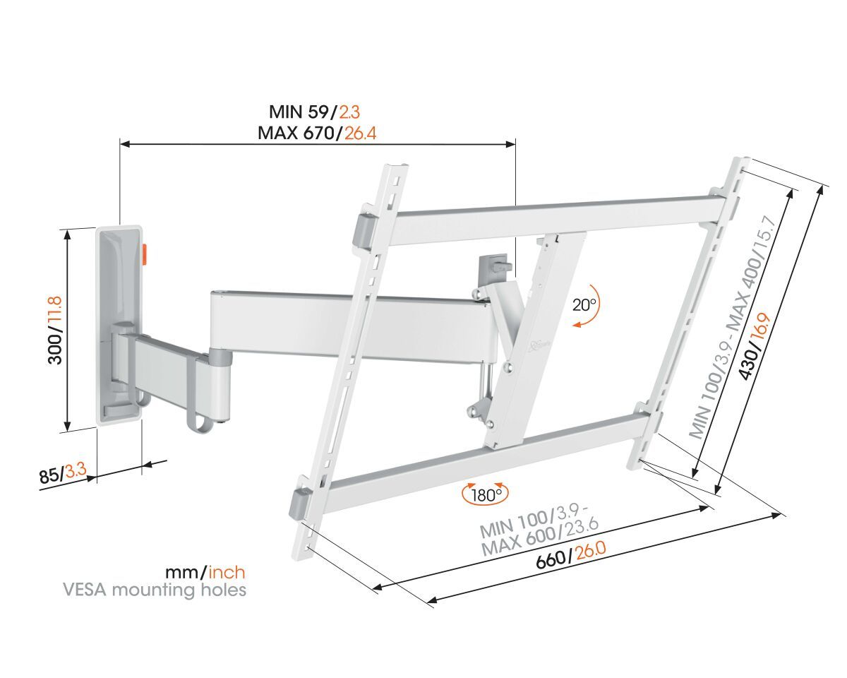Vogel's TV Beugel Comfort 3645 - Wit